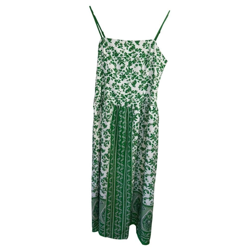 AVARA Women's Brianna Spaghetti Strap Floral Print Midi Dress Green Size Medium